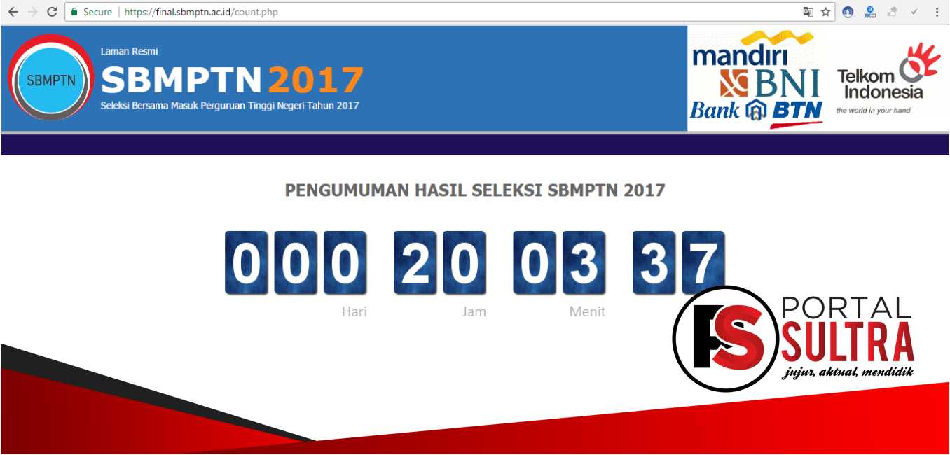 Pengumuman SBMPTN 2017