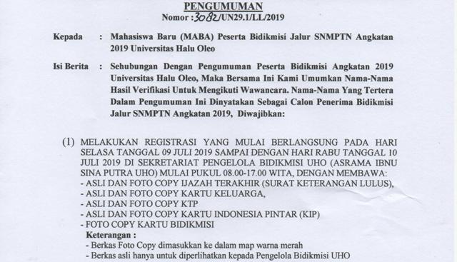 UHO Bidikmisi